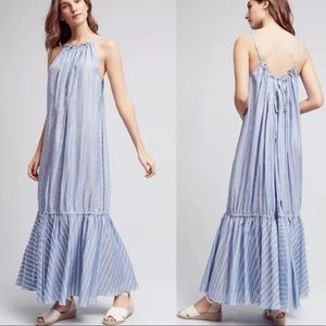 Anthropologie Three Graces London Blue Striped Cassius Maxi Dress